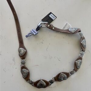 New tan/silver pleather Belt with Silver Accents
